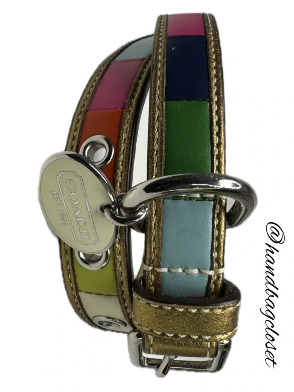 Coach Legacy Color Block Leather Y2K Vintage Rare Size Small Dog Collar